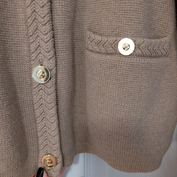 J.Crew Knit Button Lady Jacket Cardigan Sweater in Tan/Mushroom Size X Large - Picture 3 of 7